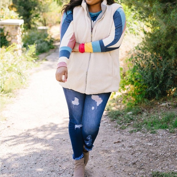 Entro Reversible Shearling Puffer Vest Mocha Gray Size Large EUC - Picture 12 of 12